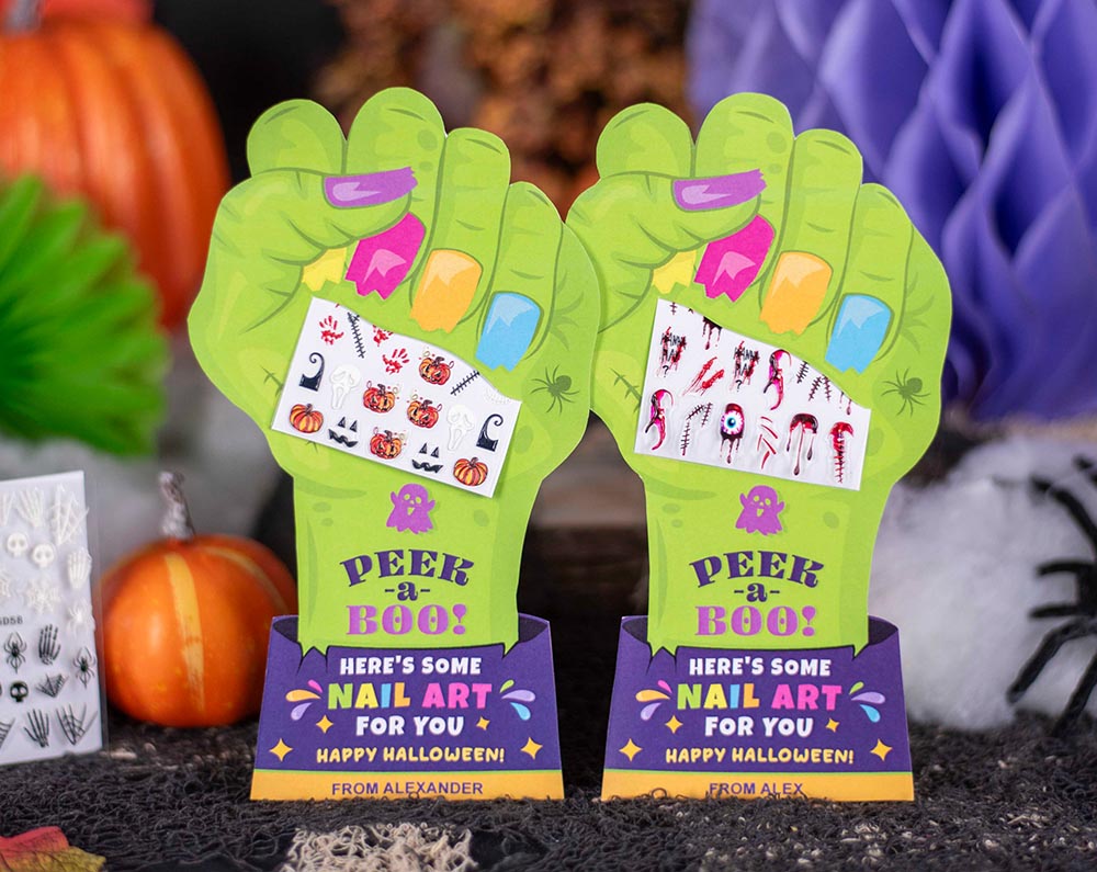 Halloween classroom gift: Zombie hand nail sticker holder Halloween classroom gift: Zombie hand nail sticker holder